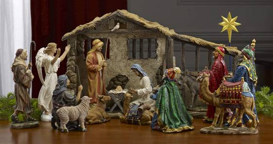 Amazon.com: 16 Piece Deluxe Edition Christmas Nativity Set with Real Gold -  10 inch Scale : Home & Kitchen